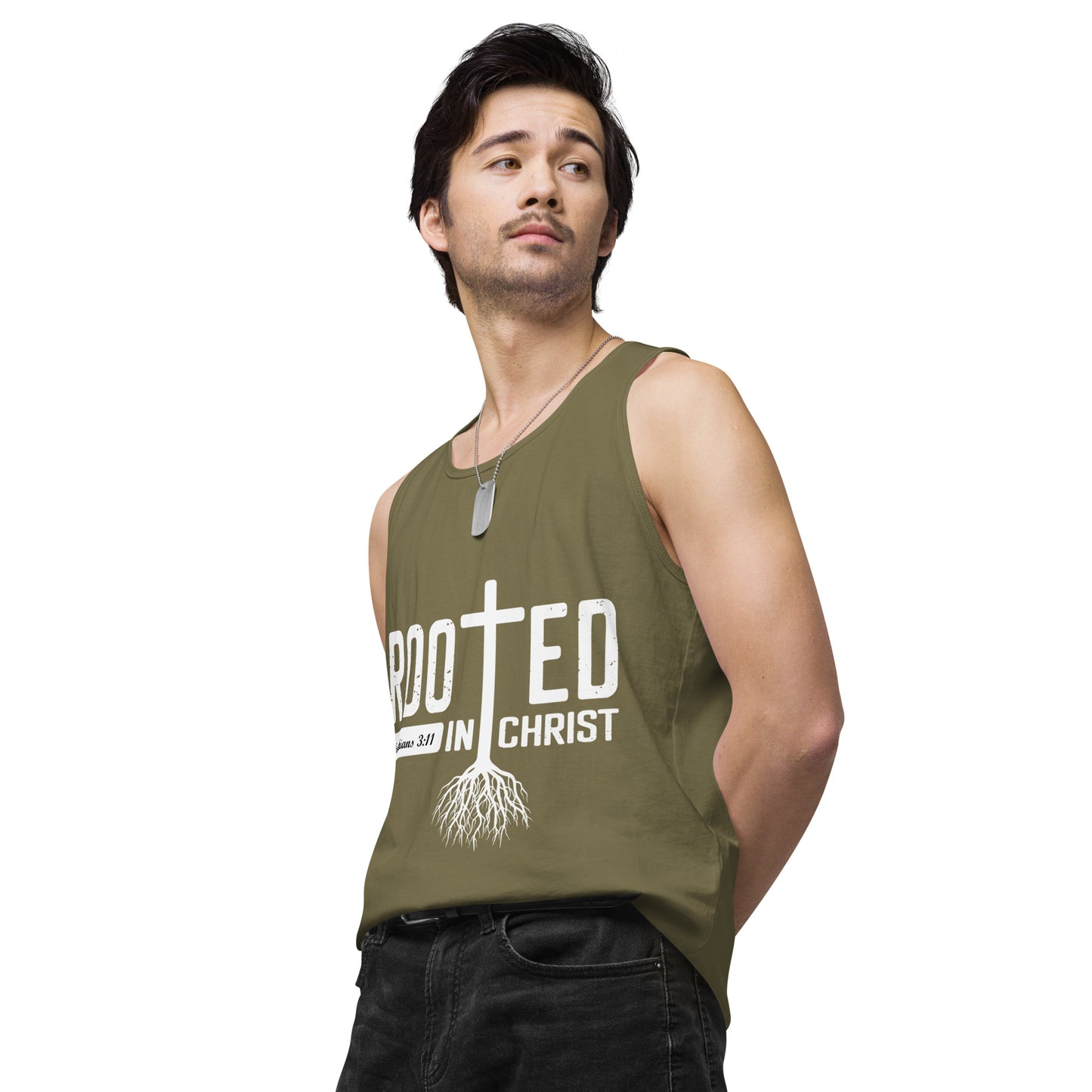 Rooted in Christ Men’s premium tank top