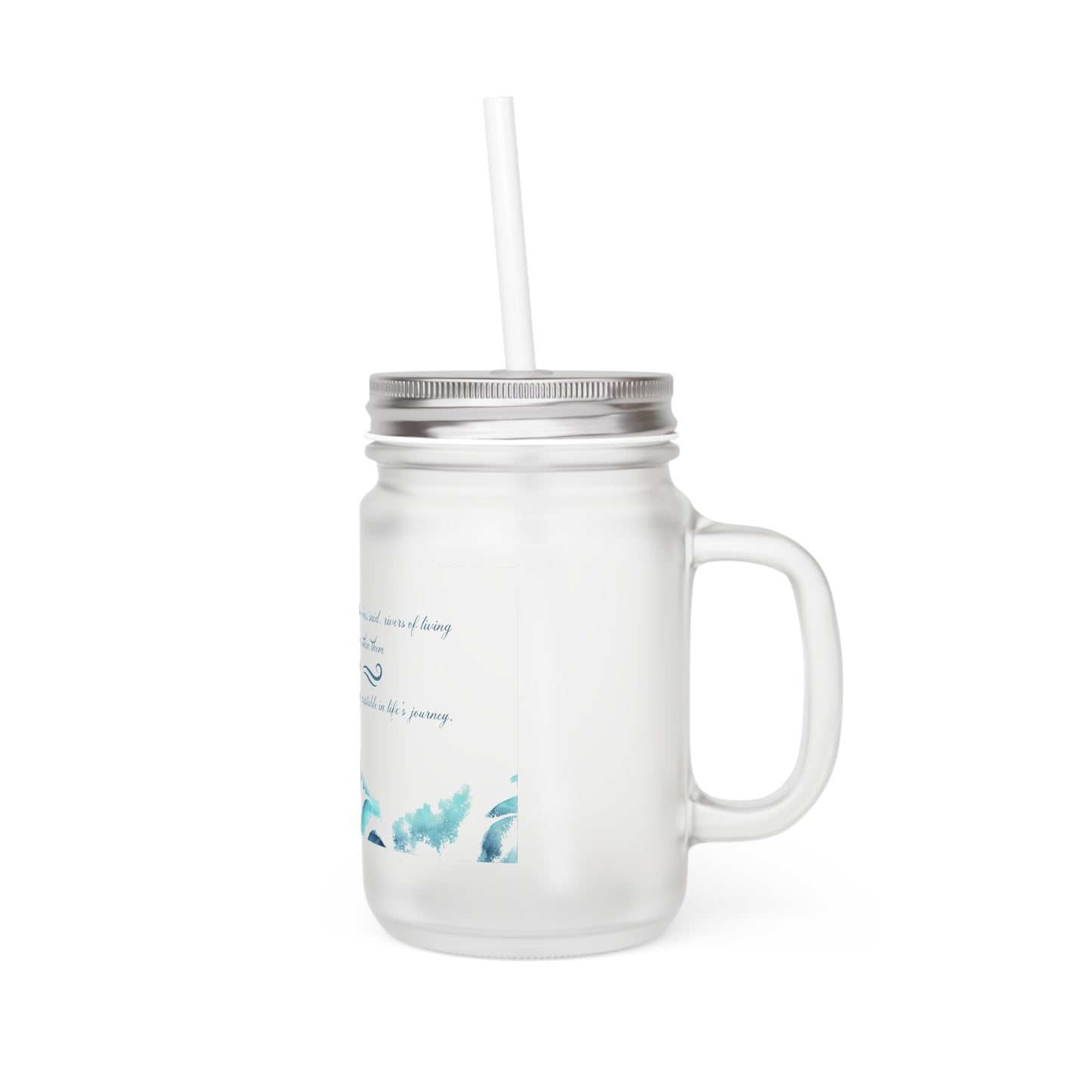 Sea Breeze Mason Jar Tumbler with Straw — Coastal Floral Mason Jar Cup