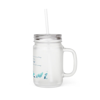 Sea Breeze Mason Jar Tumbler with Straw — Coastal Floral Mason Jar Cup