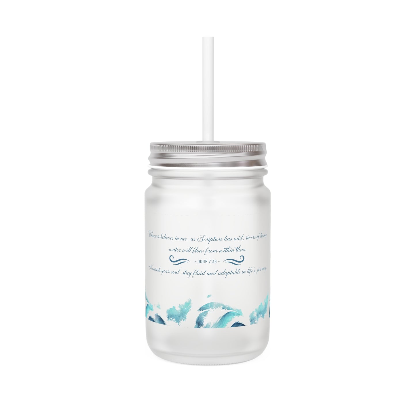Sea Breeze Mason Jar Tumbler with Straw — Coastal Floral Mason Jar Cup