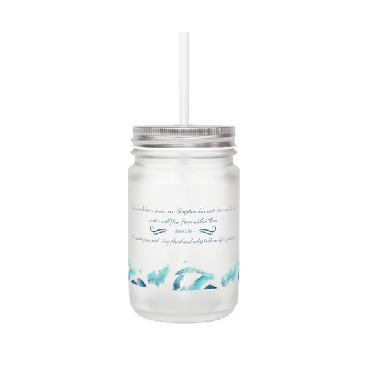 Sea Breeze Mason Jar Tumbler with Straw — Coastal Floral Mason Jar Cup