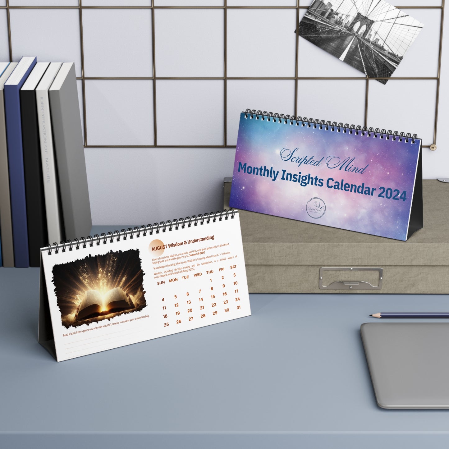 Scripted Mind Monthly Insights Desk Calendar