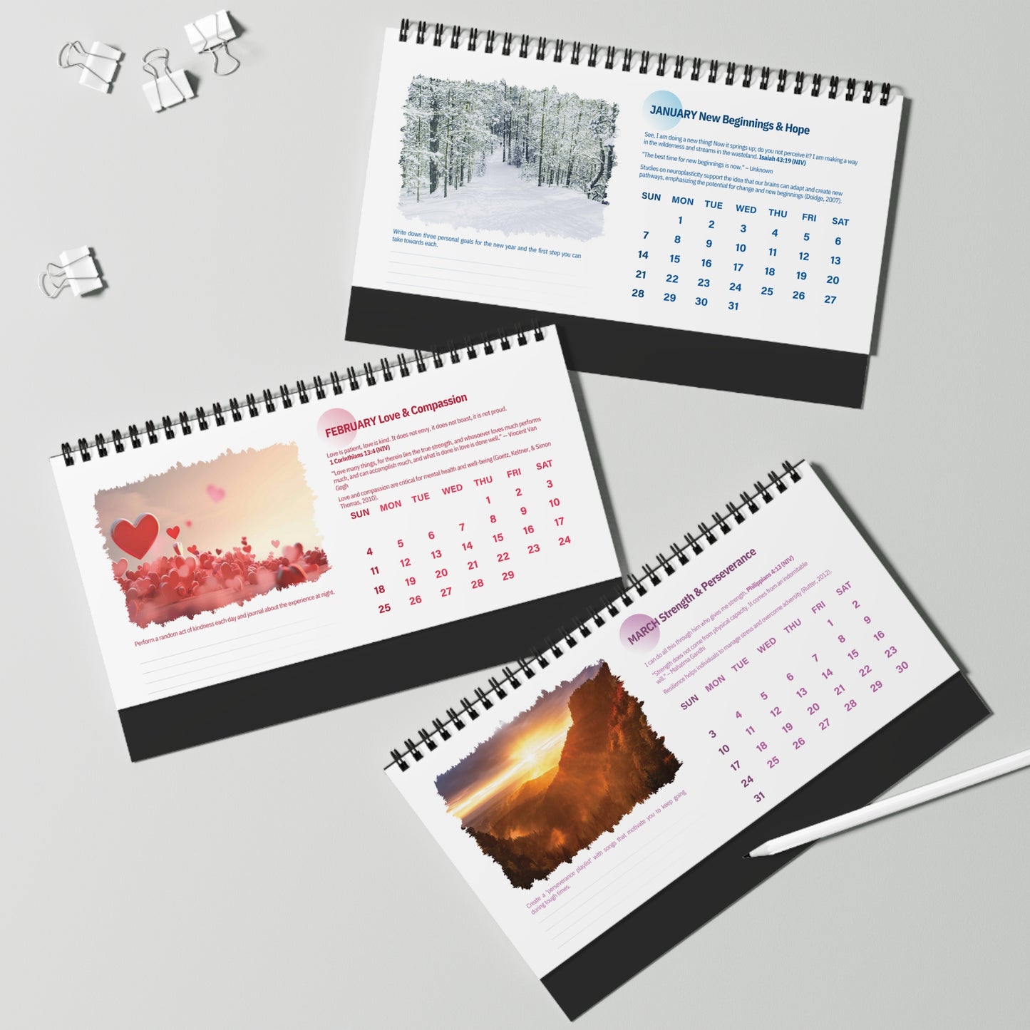 Scripted Mind Monthly Insights Desk Calendar
