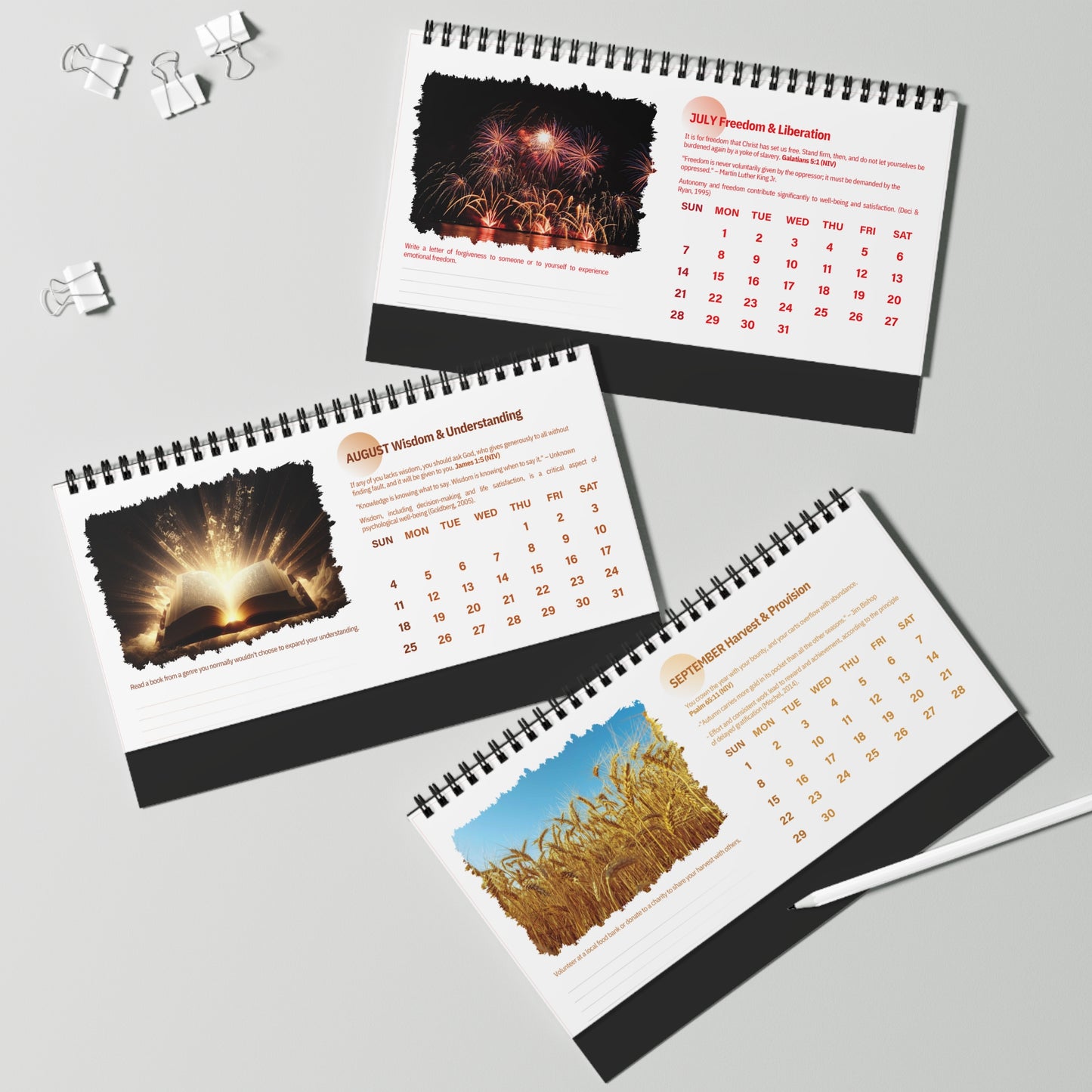 Scripted Mind Monthly Insights Desk Calendar