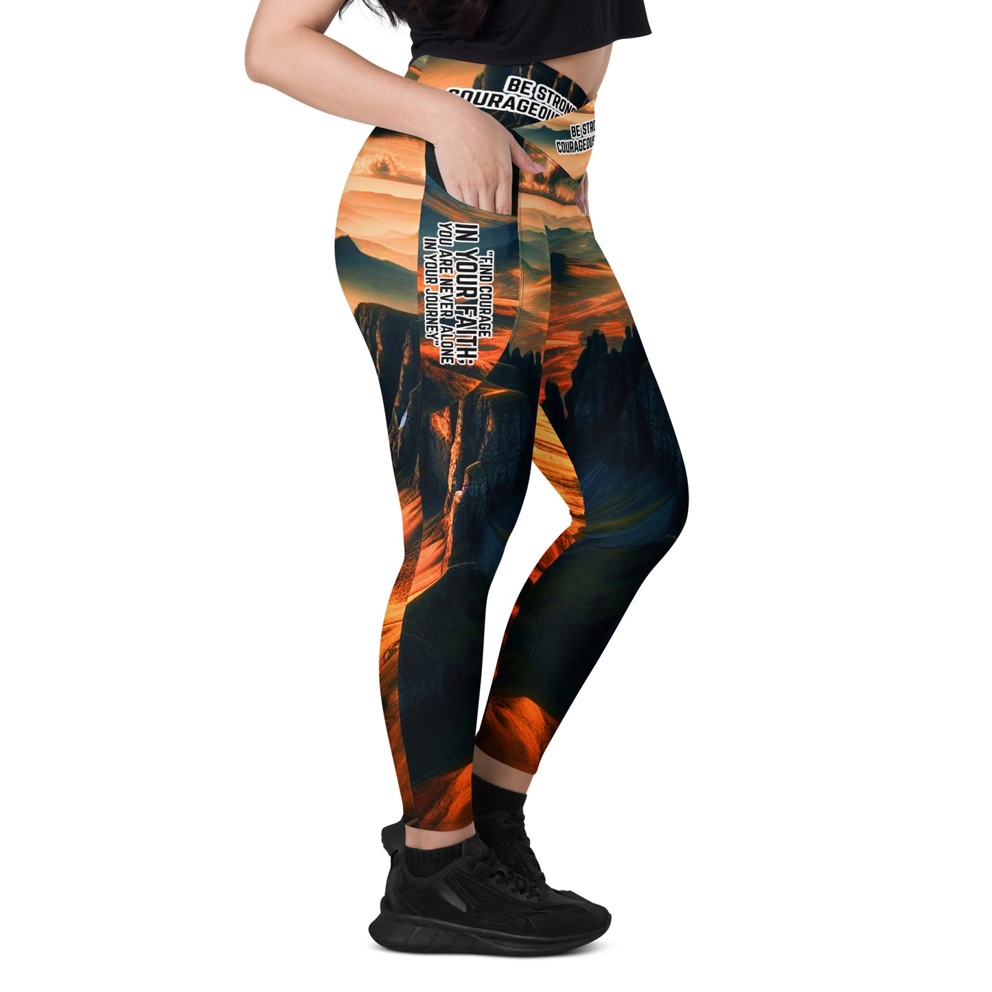 Crossover Leggings with Pockets - Courageous Spirit