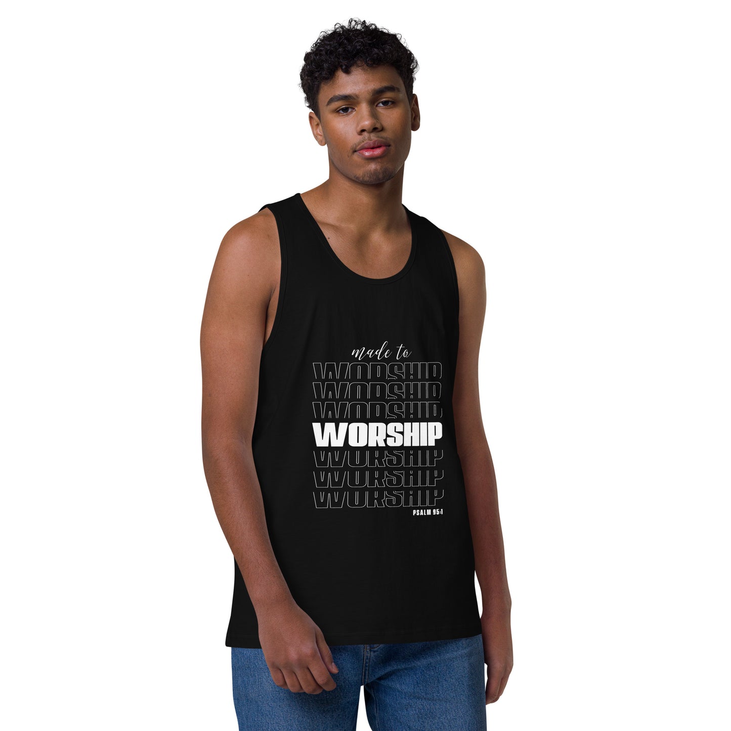 Made to worship Men’s premium tank top
