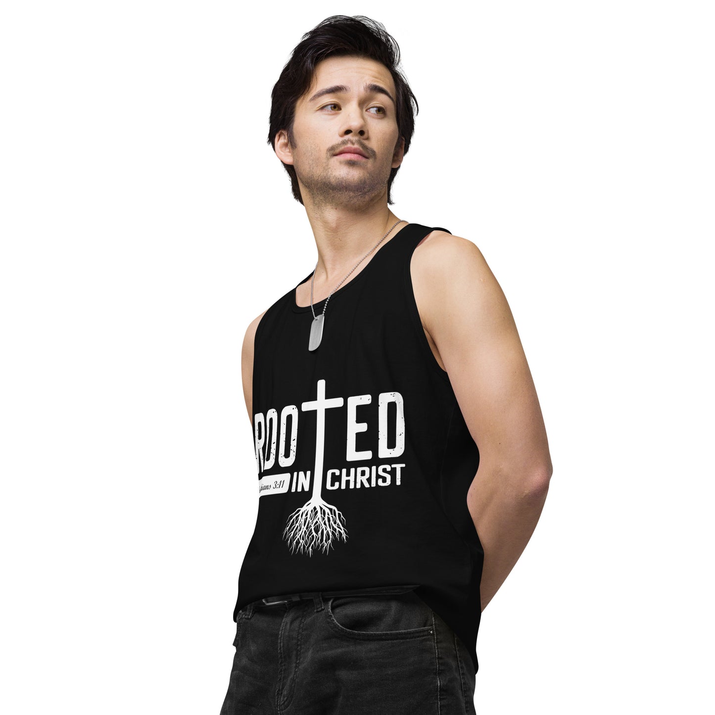 Rooted in Christ Men’s premium tank top
