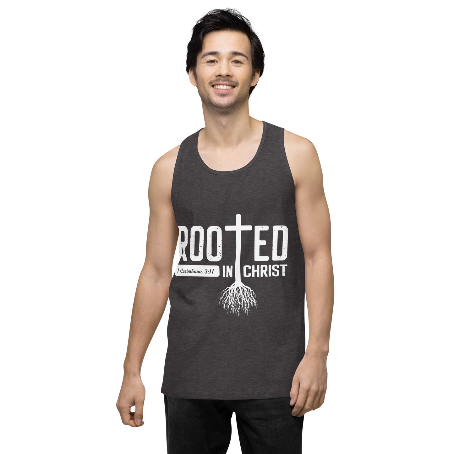 Rooted in Christ Men’s premium tank top