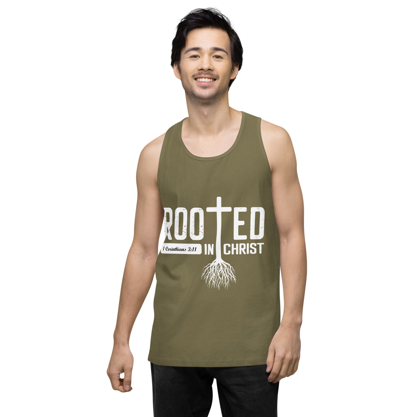 Rooted in Christ Men’s premium tank top