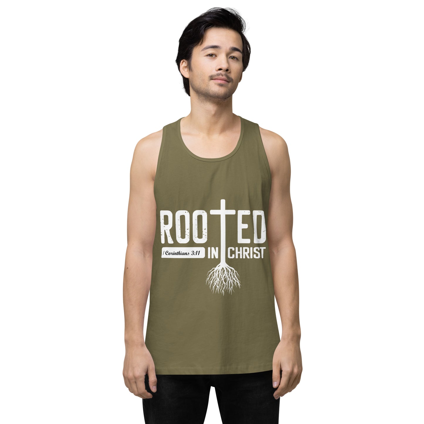 Rooted in Christ Men’s premium tank top