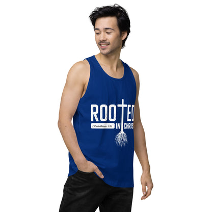 Rooted in Christ Men’s premium tank top