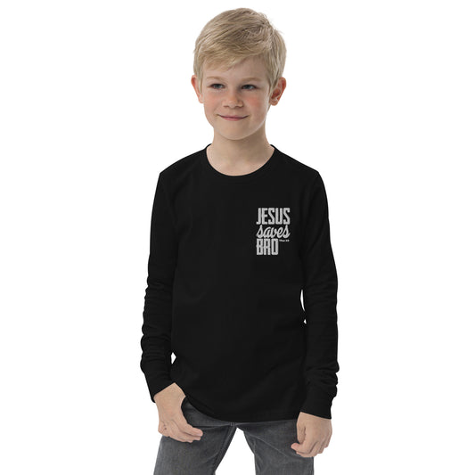 Youth long sleeve tee - "Jesus saves bro"