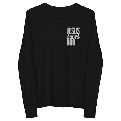 Youth long sleeve tee - "Jesus saves bro"