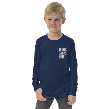 Youth long sleeve tee - "Jesus saves bro"