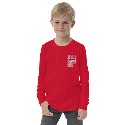 Youth long sleeve tee - "Jesus saves bro"