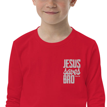Youth long sleeve tee - "Jesus saves bro"